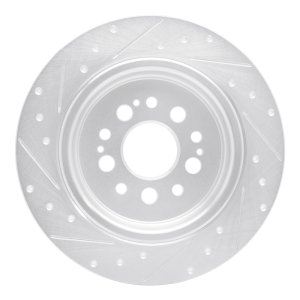 Acura RDX Brake Rotor (1) - Rear Right - R1 Concepts - Drilled & Slotted - Silver - `17-`25